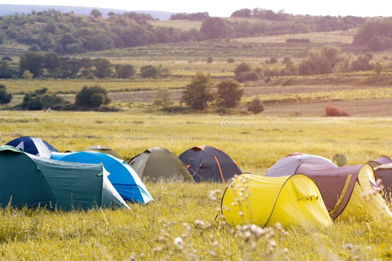 Summer camping tents stock photo. Image of park, tree 125183292