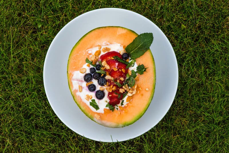 Summer Cantaloupe Melon Fruit Salad royalty free stock photo Summer Cantaloupe Melon Fruit Salad royalty free stock photo