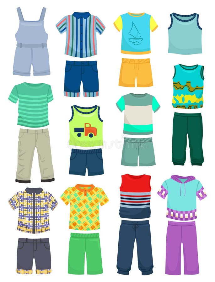 Summer Clothes for Little Boys Stock Illustration - Illustration of ...