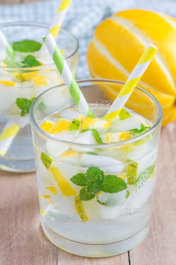 Summer Cocktail from Melon, Mint and Soda Drink Stock Image Image of