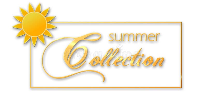 Summer Collection lettering in frame with sun on white background - sales advertising concept royalty free illustration