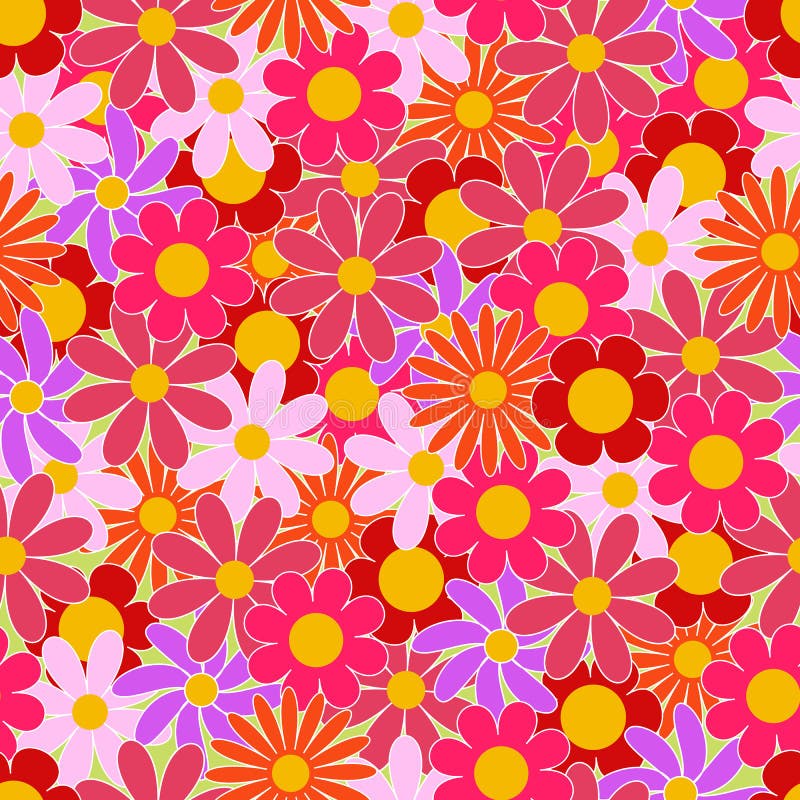 Summer colorful flowers seamless vector pattern