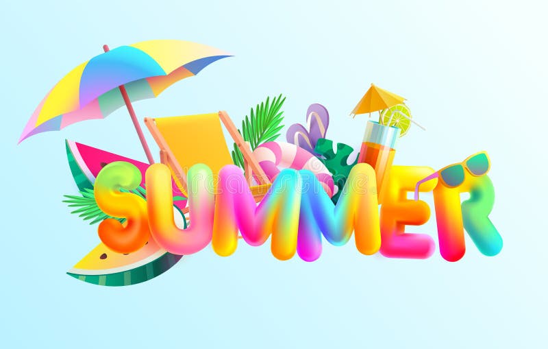 Summer Colorful Lettering Design. Stock Vector - Illustration of fresh ...