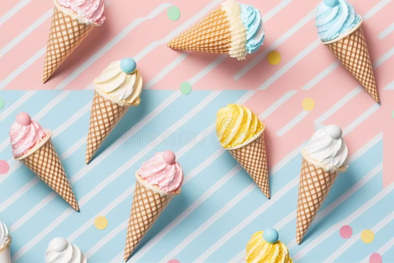 Summer Concept of Ice Creams with Pastel Vibe Pattern - AI Generated ...