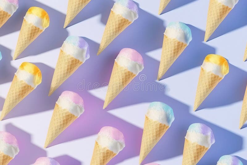 Summer Concept of Ice Creams with Pastel Vibe Pattern AI Generated