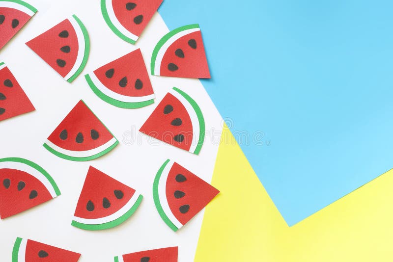 Summer concept with Paper cut Watermelon slices.