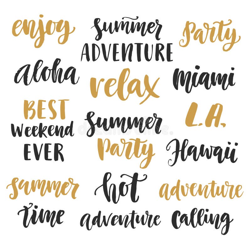 Summer cute hand written brush lettering set royalty free illustration Summer cute hand written brush lettering set royalty free illustration