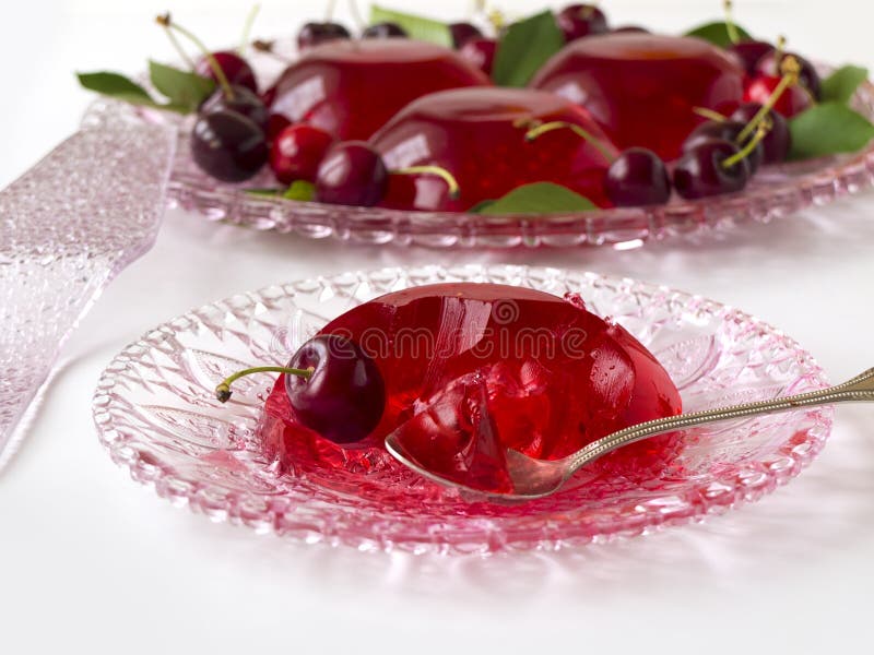 Summer Dessert Red Berries Jelly with Cherries Stock Photo Image of