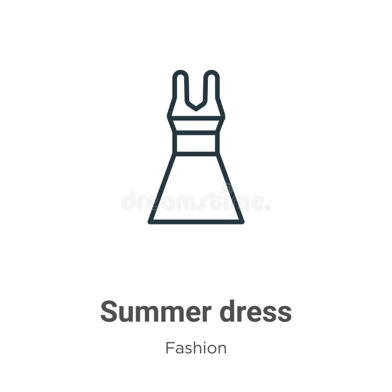 Summer Dress Outline Vector Icon. Thin Line Black Summer Dress Icon ...