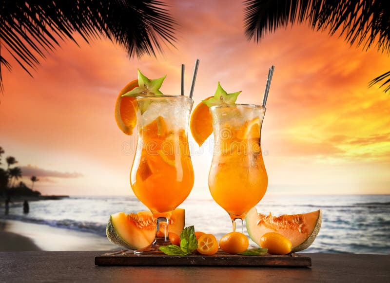 Summer drinks on beach stock image. Image of iced, liquor 72531057