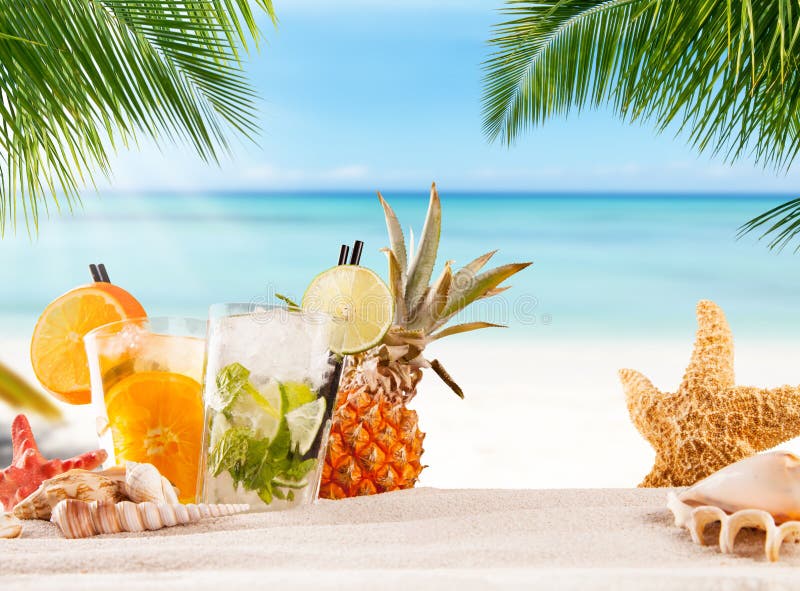 Summer drinks on beach stock photo. Image of green, alcohol 73600628