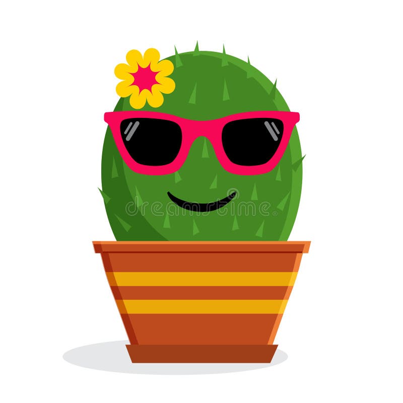 Summer emoticon cactus with sunglasses. Vector illustration stock illustration Summer emoticon cactus with sunglasses. Vector illustration stock illustration