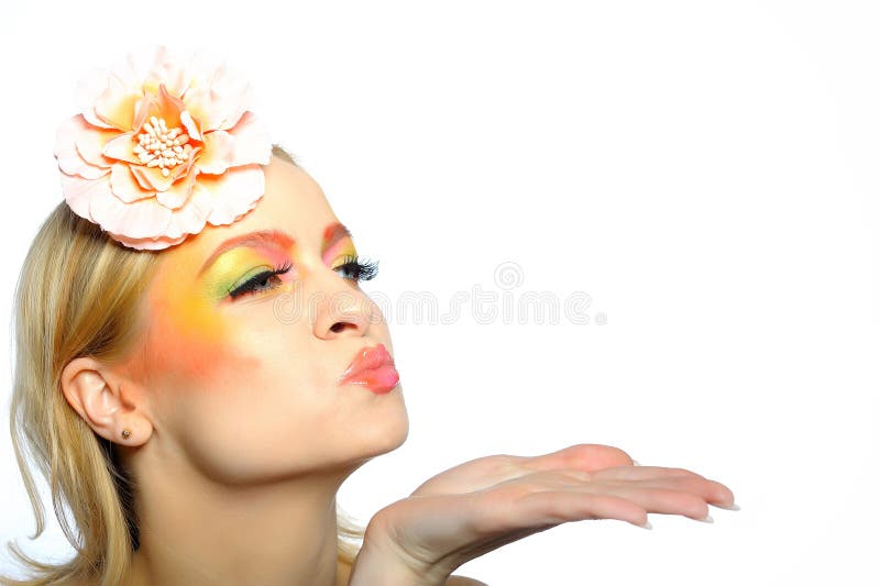 summer fashion woman with creative eye make-up stock image summer fashion woman with creative eye make-up stock image