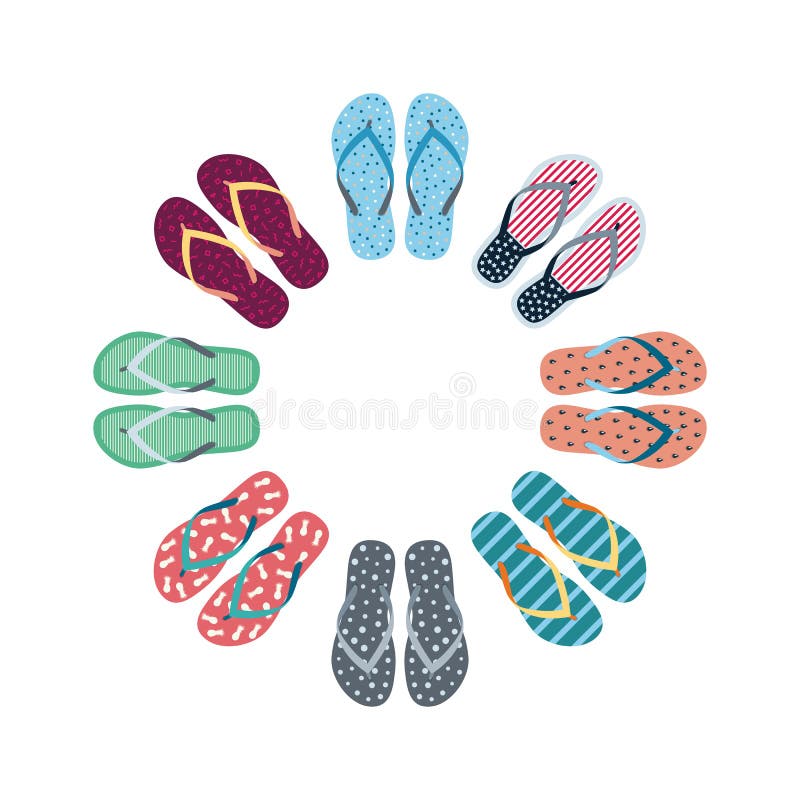 Summer flip flops set stock vector. Illustration of green - 95181674