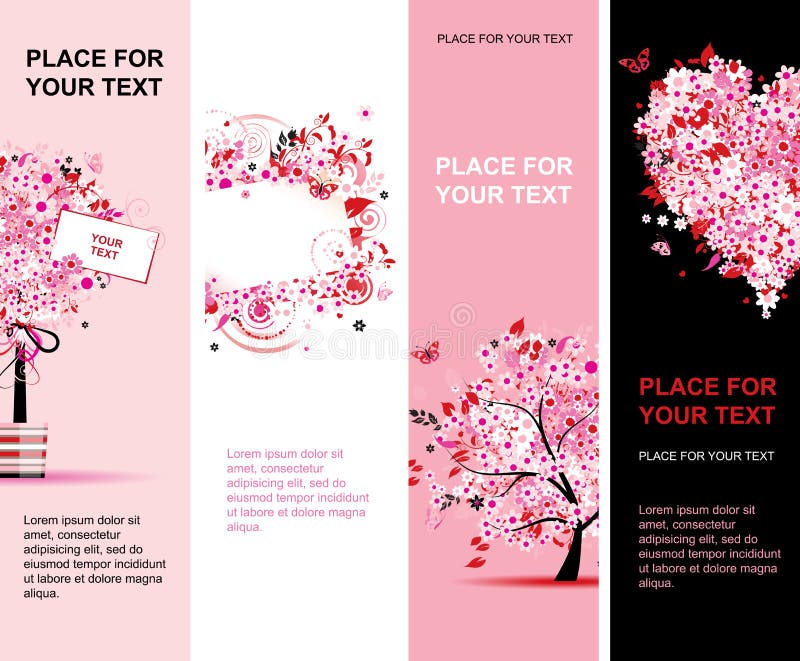 Summer floral pink banners vertical