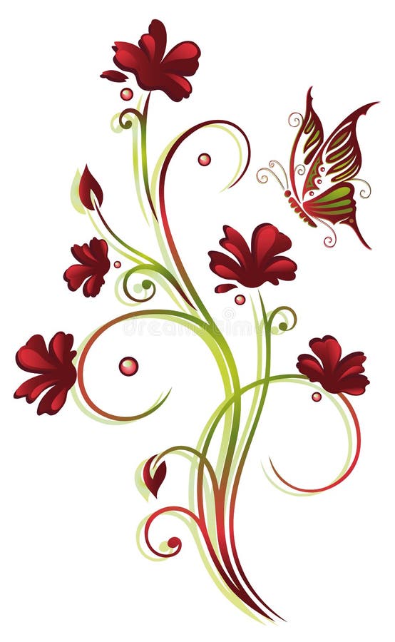 Summer Flowers with Butterflies Stock Vector - Illustration of garden ...