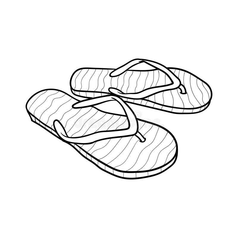 Summer Footwear. Doodle Cartoon Flip Flops Isolated on White Stock ...