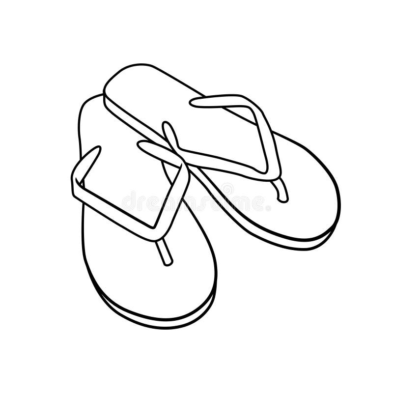 Summer Footwear. Doodle Cartoon Flip Flops Isolated on White Stock ...