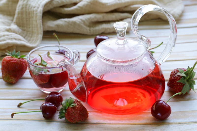 Summer fruit tea with a variety of berries