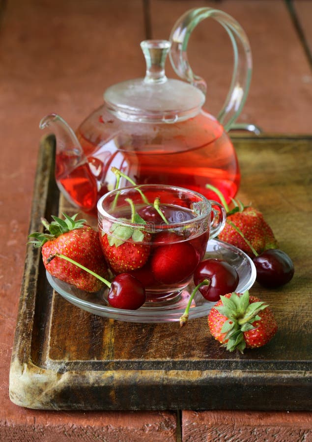 Summer fruit tea with a variety of berries