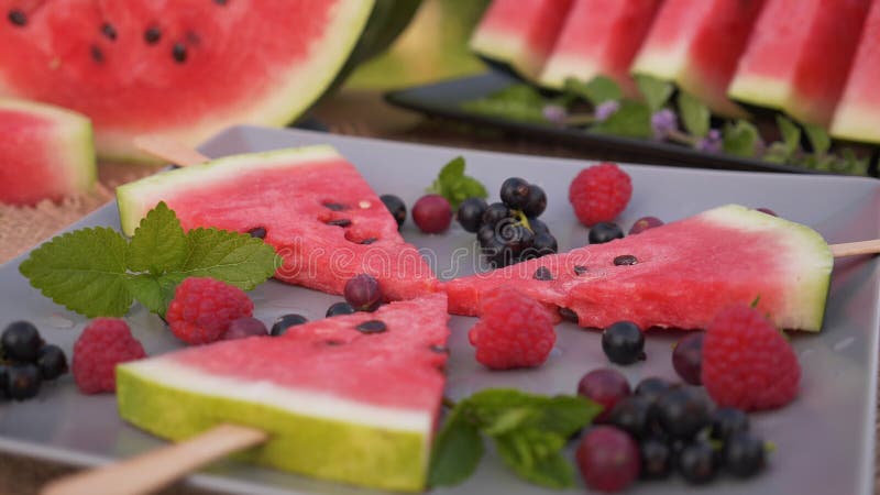 Summer fruits plate on the table