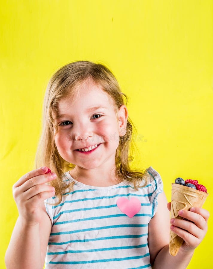 Cute Toddler Girl Eating Berries Stock Image - Image of nutrition ...