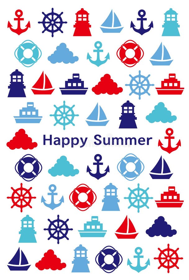 Summer greeting card. marine icons. vector illustration Summer greeting card. marine icons. vector illustration