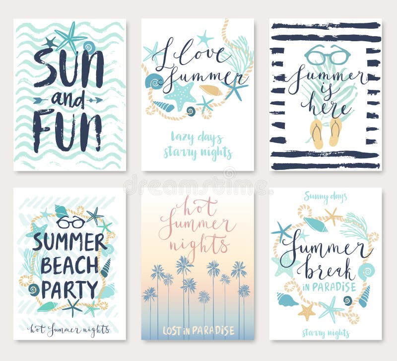 Summer hand drawn calligraphyc card set. royalty free illustration Summer hand drawn calligraphyc card set. royalty free illustration