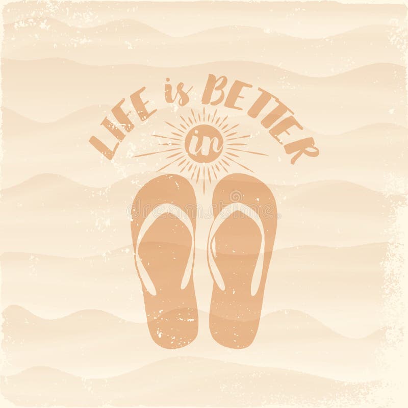 Summer hand drawn typography posters, emblems and quotes, sand background