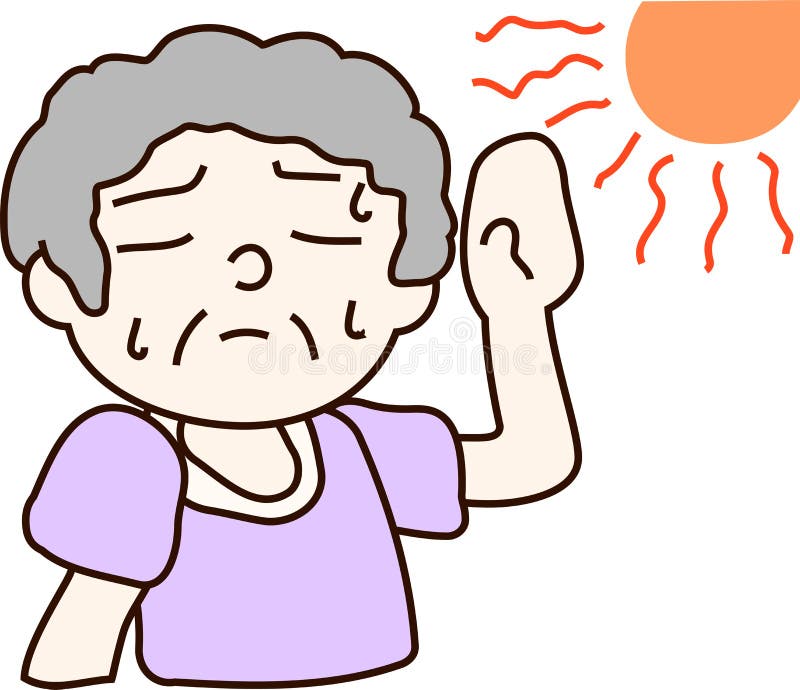 Summer Heat Stroke Grandmother Stock Vector - Illustration of salinity ...