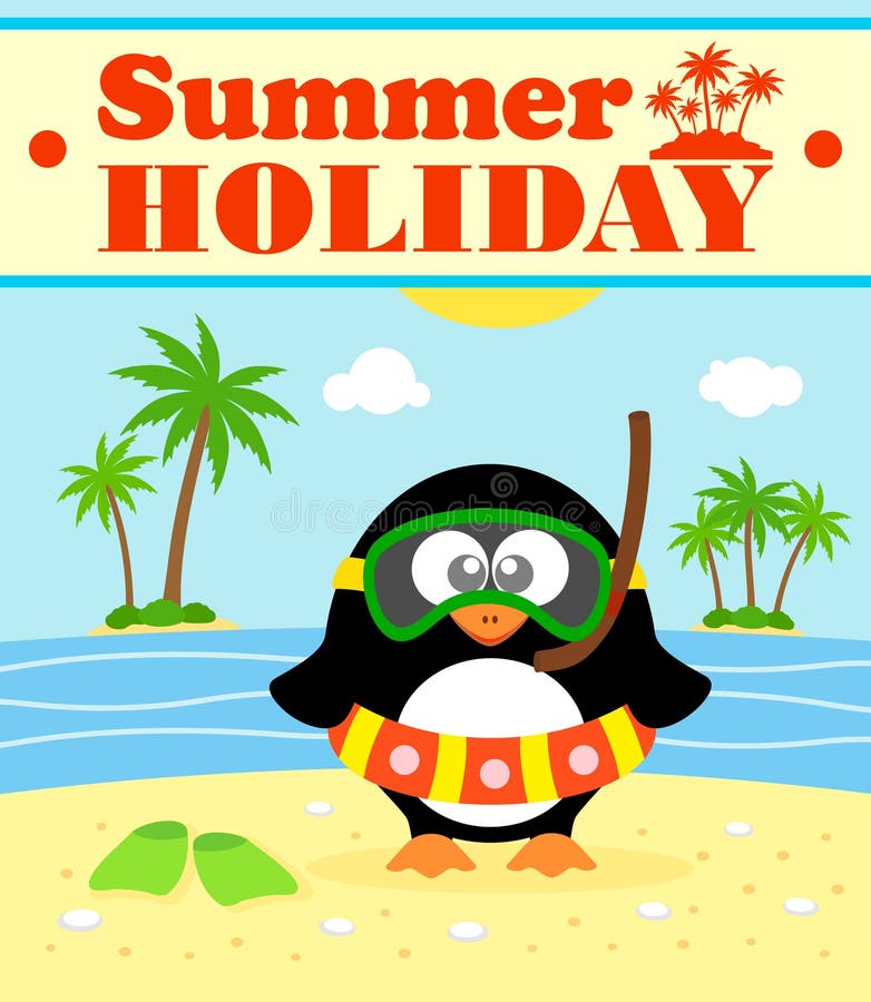 Cartoon Penguin Holding Surfing Board Stock Vector - Illustration of ...