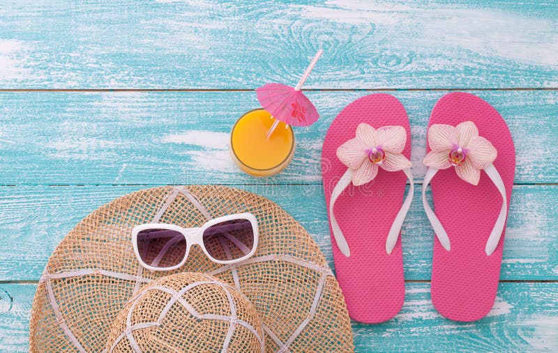 Summer Holidays In Beach Seashore. Fashion Accessories Summer Flip ...