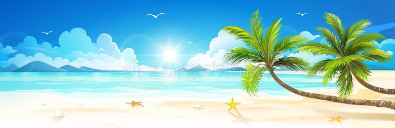 Summer holidays on tropical beach. Vector