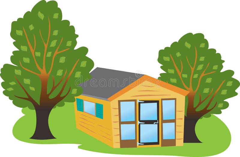 Summer house stock vector. Illustration of grass, trees