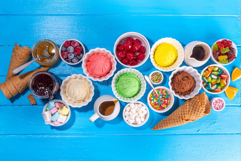 Containers of Toppings for Ice Cream Bar Stock Image - Image of