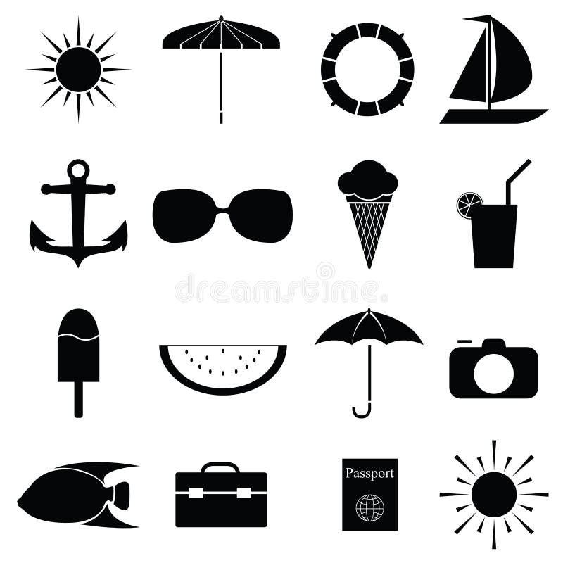 Summer Icon Set Stock Vector Illustration Of Watermelon 102693764