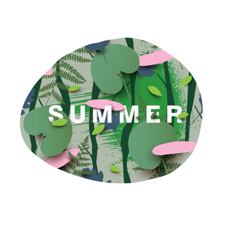 Summer illustration with different leaves. royalty free illustration