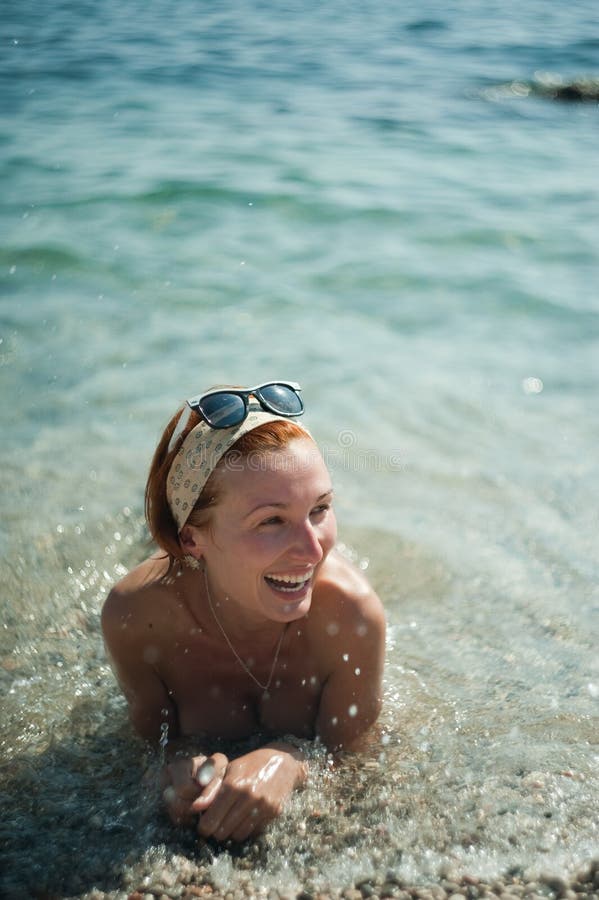 Summer joy of swimming in the sea