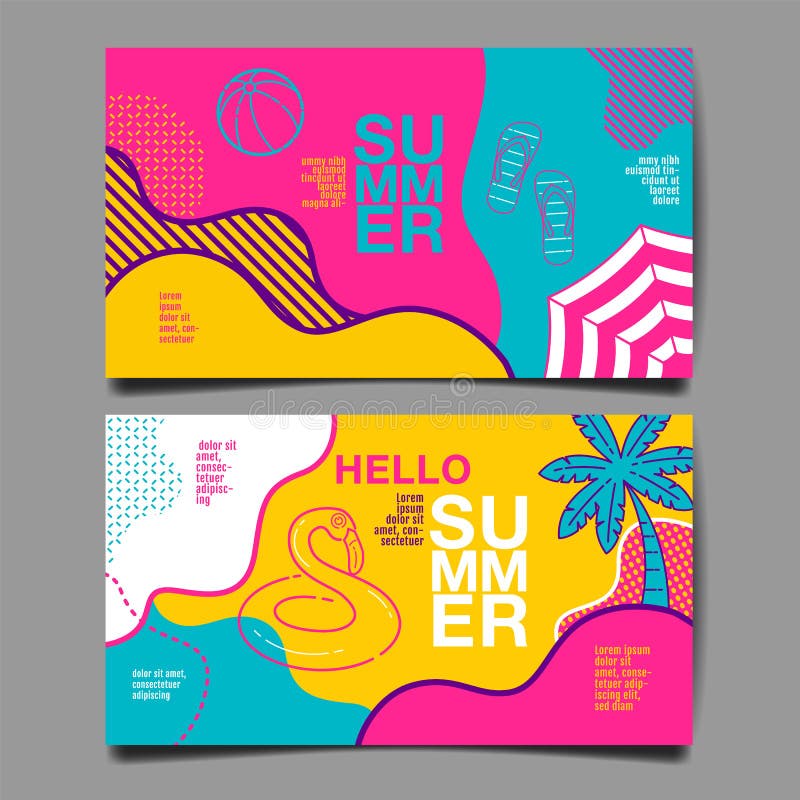 Summer , layout design, greeting card, cover book, banner, stripe line, colorful, template design, vector illustration stock illustration