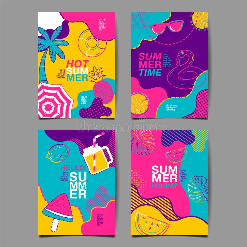 Summer , layout design, greeting card, cover book, banner, stripe line, colorful, template design, vector illustration stock illustration