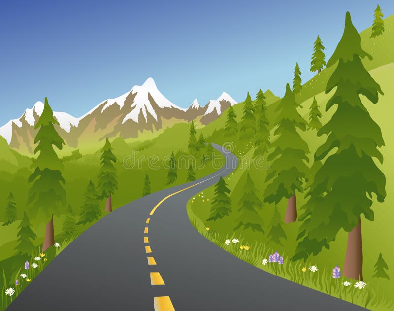 Summer Mountain Road stock illustration Summer Mountain Road stock illustration
