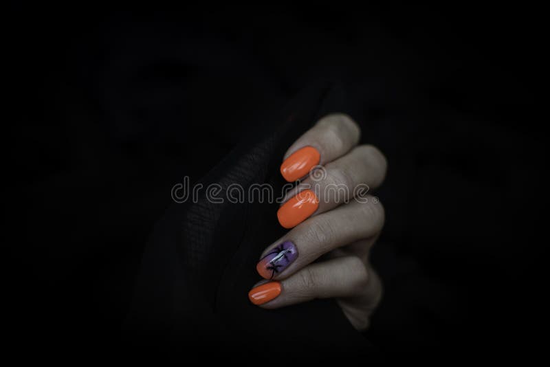 Orange Nail Design For Summer Stock Image Image Of Care Backdrop