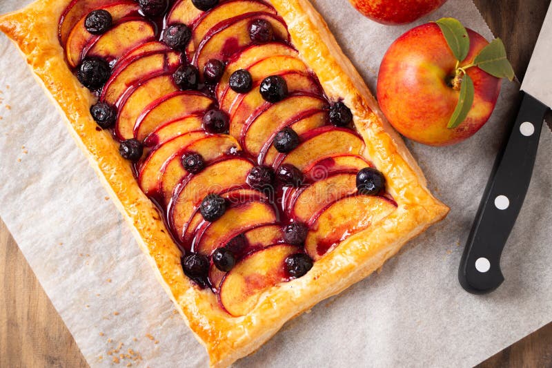 Summer Nectarine and Blueberry Puff Pastry Pie Stock Image Image of seasonal, sweet 278841649