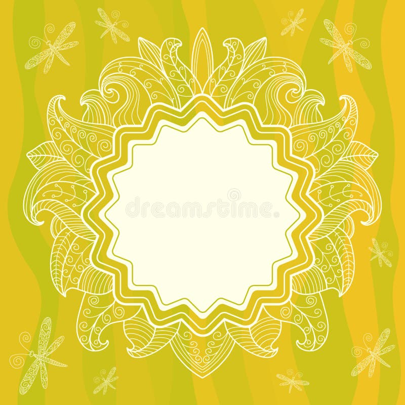 Summer openwork frame with flowers, leaves and dra vector illustration Summer openwork frame with flowers, leaves and dra vector illustration