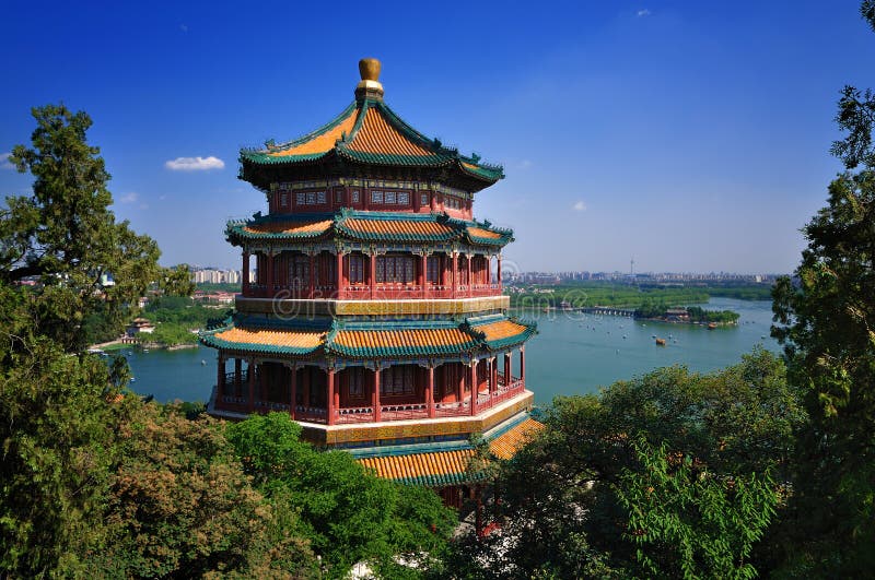 The Summer Palace is the most famous emperor garden in china.As the symbolic structure, the Tower of Buddhist Incense (foxiange)tops the high grand towers of both the Summer Palace and the three mountains and five gardens. The Summer Palace is the most famous emperor garden in china.As the symbolic structure, the Tower of Buddhist Incense (foxiange)tops the high grand towers of both the Summer Palace and the three mountains and five gardens