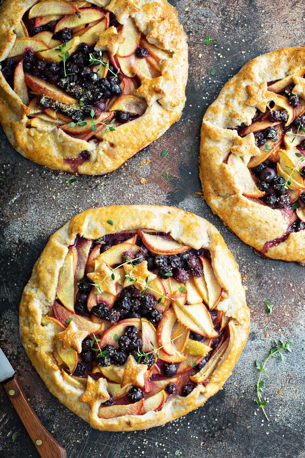 Summer galette with peaches and blueberries stock image Summer galette with peaches and blueberries stock image