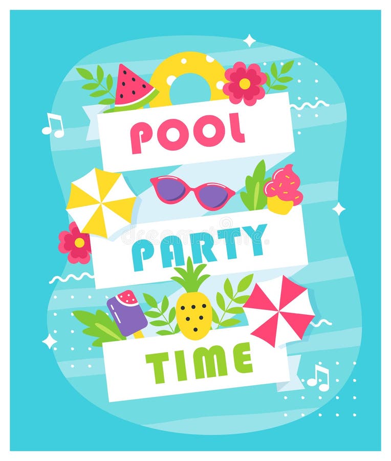 Pool Party Invitation Art really Cool Stock Illustration - Illustration of  suit, back: 113110269