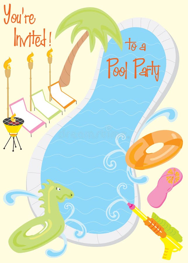 Pool Party Invitation Art really Cool Stock Illustration - Illustration of  suit, back: 113110269