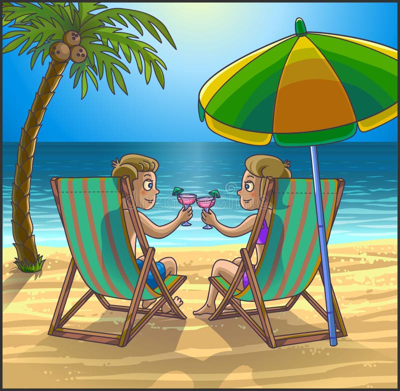 Unique Palm Tree And Beach Chair Clipart with Simple Decor