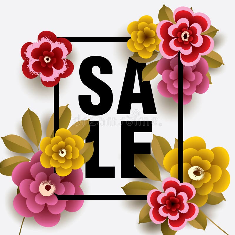 Summer Sale card with different floral elements. royalty free illustration